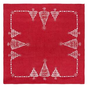 Kubík Textil Polyesterový ubrus - vánoční stromečky - červená Velikost: 40*85 cm