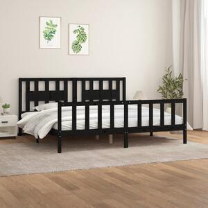 Rám postele s čelem černý masivní borové dřevo 200 x 200 cm 3188190