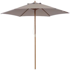 Outsunny Slunečník Ø 250 cm, Slunečník s Kloubovým Mechanismem, Balkonový Slunečník, Plážový Slunečník z Bambusu, Odolný Větru, Sluneční Ochrana pro B