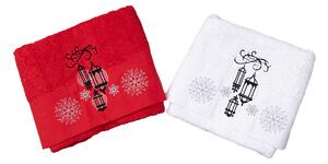 Tegatex Dárkový set 2 ručníků vánoční - lucerny červená/bílá 2x 50*90 cm