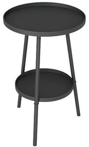 Outsunny Kulatý 2-úrovňový Zahradní Stůl Venku, Patio Stůl Ø32x51 cm s Dolním Podnosem a Kovovým Rámem pro Venkovní a Vnitřní Použití Černá | Aosom