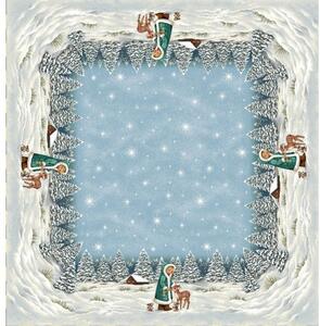 Tegatex Gobelínový ubrus chenille -Vánoční dívka se srnkami modrozelená Velikost: 40*100 cm