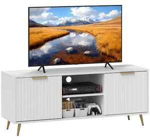 HOMCOM Moderní TV Skříňka TV Stánek s 2 Otevřenými Úložnými Prostory a 2 Dveřmi pro TV do 55 palců 120x35x48 cm Bílá | Aosom