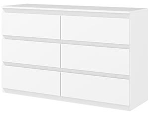 HOMCOM 6-dveřová skříňka se šuplíky, moderní styl s tichým zavíráním pro ložnici a obývací pokoj - 120 x 39 x 75 cm, Bílá | Aosom
