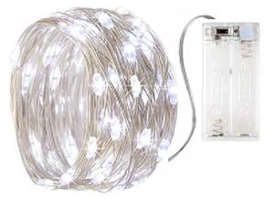 Vánoční mikro řetěz na baterie, studená bílá, 2m, 20 LED