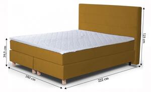 Hector Kontinentální velurová postel Paula 160x200 cm hořčicová
