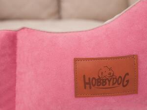 HobbyDog Pelíšek pro psa New York Premium - růžový VELIKOST: M - 53 x 45 x 18 cm