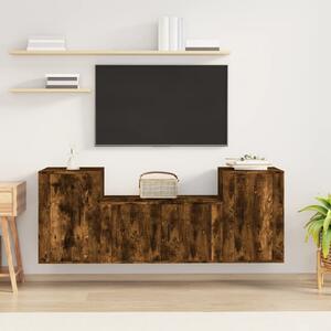 3dílný set TV skříněk kouřový dub kompozitní dřevo 3188507