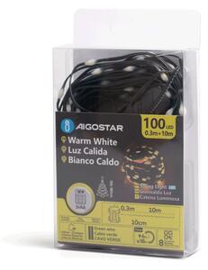 Aigostar -LED Venkovní vánoční řetěz 100xLED/8 funkcí 3xAA 10,3m IP44 teplá bílá