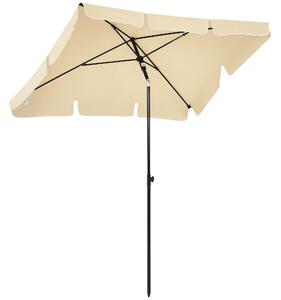 Zahradní slunečník Outsunny 2x1,3m s posuvným sklonem a volánem, venkovní slunečník se 4 hliníkovými žebry a 160g/㎡ polyesterem, pro zahradu, terasu a