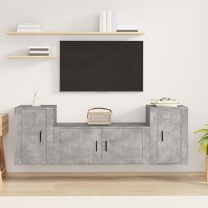 3dílný set TV skříněk betonově šedý kompozitní dřevo 3188514