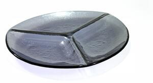 BDK-GLASS Skleněný servírovací talíř 31 cm se 3 přihrádkami