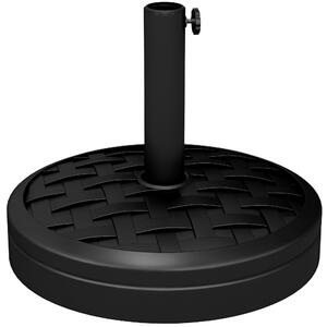 Outsunny Základna pro slunečník 18 kg s otáčecí klikou a tkaným designem, kovová, HDPE a cementová, pro slunečníkové tyče Ø38/48 mm, Ø45x36 cm, Černá