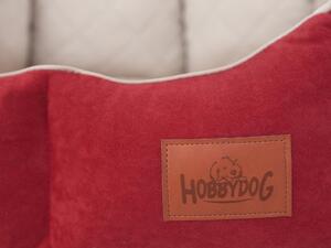 HobbyDog Pelíšek pro psa New York Premium - červený VELIKOST: M - 53 x 45 x 18 cm