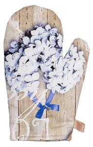 Tegatex Kuchyňská chňapka - modré kvítky na dřevu Velikost: 18*25 cm