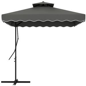 Sluneční slunečník Outsunny, 243 x 243 cm balkonový slunečník s UV ochranou, volně stojící slunečník s dvojitým střechou, křížový podstavec, patio slu