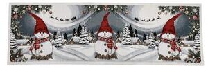 Vánoční gobelínový běhoun na stůl Sněhulák Chenille IT07 40x130 cm Vícebarevná