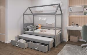 Moderní dětská postel ve tvaru domečku Jana, šedá (180x80cm)