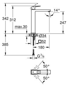 GROHE 23406AL0 - Umyvadlová baterie EUROCUBE velikost XL grafit