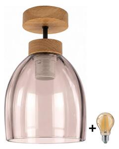 BRILAGI - LED Přisazený lustr R GLASS 1xE27/60W/230V pr. 17cm dub/kouřová béžová