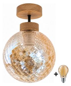 BRILAGI - LED Přisazený lustr R GLASS 1xE27/60W/230V pr. 17cm dub/kouřová béžová