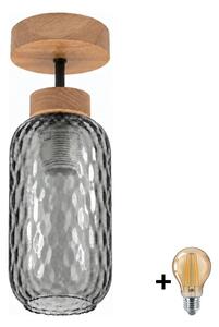 BRILAGI - LED Přisazený lustr R GLASS 1xE27/60W/230V pr. 14 cm dub/kouřová šedá