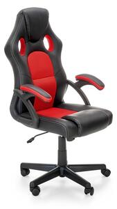 Herní židle BERKEL – ekokůže, látka, černá / červená