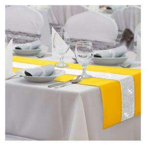 Běhoun na stůl Glamour se zirkony žlutý Žlutá 40x110 cm