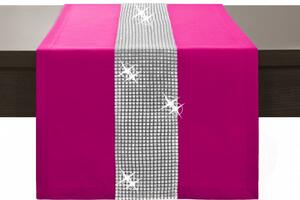 Běhoun na stůl Glamour se zirkony tmavěrůžový Růžová 40x110 cm