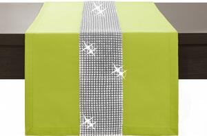Běhoun na stůl Glamour se zirkony limetkovo zelený Zelená 40x110 cm