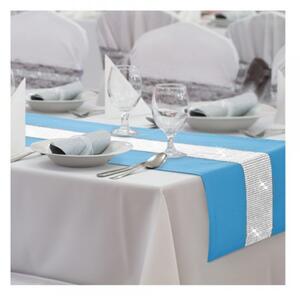 Běhoun na stůl Glamour se zirkony blankytne modrý Blankytna modrá 40x110 cm