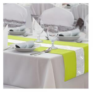 Běhoun na stůl Glamour se zirkony limetkovo zelený Zelená 40x110 cm