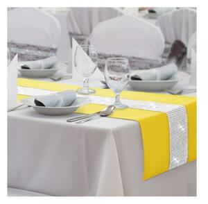 Běhoun na stůl Glamour se zirkony pastelově žlutý Žlutá 40x110 cm
