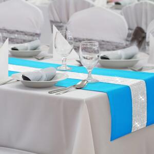 Běhoun na stůl Glamour se zirkony tyrkysově modrý Modrá 40x110 cm
