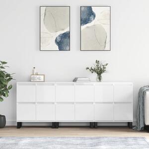 Příborníky 3 ks bílé s vysokým leskem kompozitní dřevo 3190207