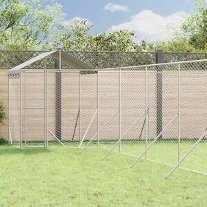 Venkovní psí kotec se střechou stříbrný 12 x 12 x 2,5 m ocel 3190474
