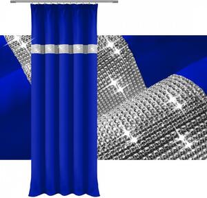 Závěs na řasící pásce se zirkóny 140x250 cm azurově modrý Modrá 140x250 cm