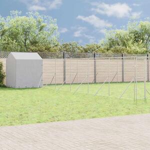 Venkovní psí kotec se střechou stříbrný 12 x 12 x 2,5 m ocel 3190482