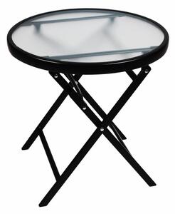 Odkládací stolek se skleněnou deskou, černý, Ø 45 cm, ocel