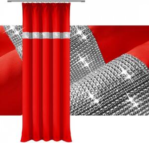 Závěs na řasící pásce se zirkóny 140x250 cm rudý Rudá 140x250 cm