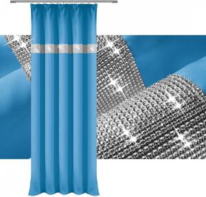 Závěs na řasící pásce se zirkóny 140x250 cm blankytně modrý Blankytna modrá 140x250 cm