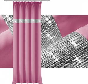 Závěs na řasící pásce se zirkóny 140x250 cm bledě růžový Růžová 140x250 cm