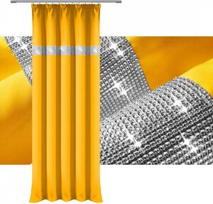Závěs na řasící pásce se zirkóny 140x250 cm žlutý Žlutá 140x250 cm