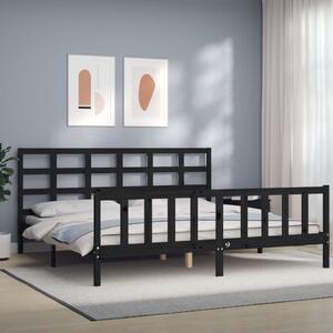 Rám postele s čelem černý 200 x 200 cm masivní dřevo 3192125