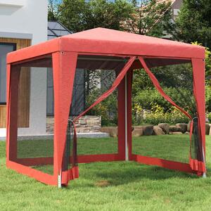 Party stan se 4 síťovanými bočnicemi červený 2,5 x 2,5 m HDPE 319225