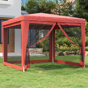 Party stan se 4 síťovanými bočnicemi červený 3 x 3 m HDPE 319230