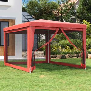 Party stan se 4 síťovanými bočnicemi červený 3 x 4 m HDPE 319235