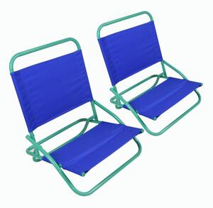 Sada plážových skládacích křesel, PVC, modrá - zelená, 2 ks