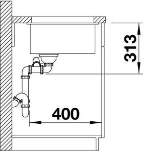 Blanco Subline 340/160-U, silgranitový dřez pod pracovní desku 555x460x190 mm, dřez vlevo, 1,5-komorový, jemná bílá, BLA-527162