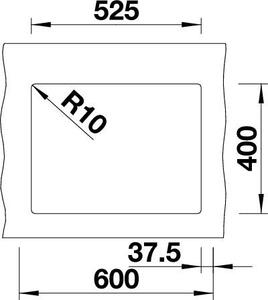 Blanco Subline 340/160-U, silgranitový dřez pod pracovní desku 555x460x190 mm, dřez vpravo, 1,5-komorový, šedá vulkán, BLA-527346